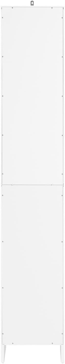 Tall Slim Bathroom Storage Cabinet with Laundry Hamper Adjustable Shelves White