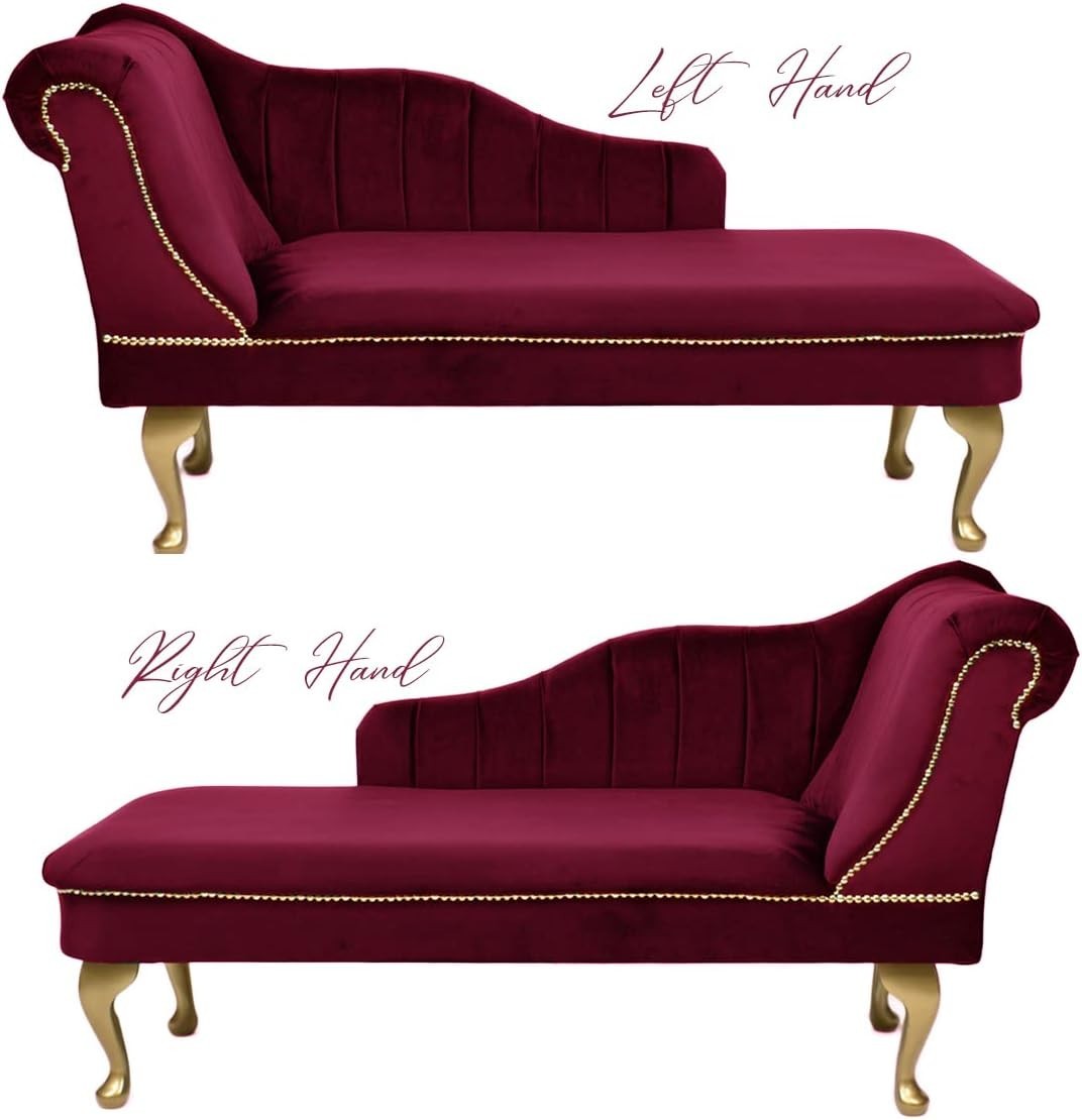 Luxury Tufted Velvet Chaise Lounge Sofa Right Hand Accent Chair Wine
