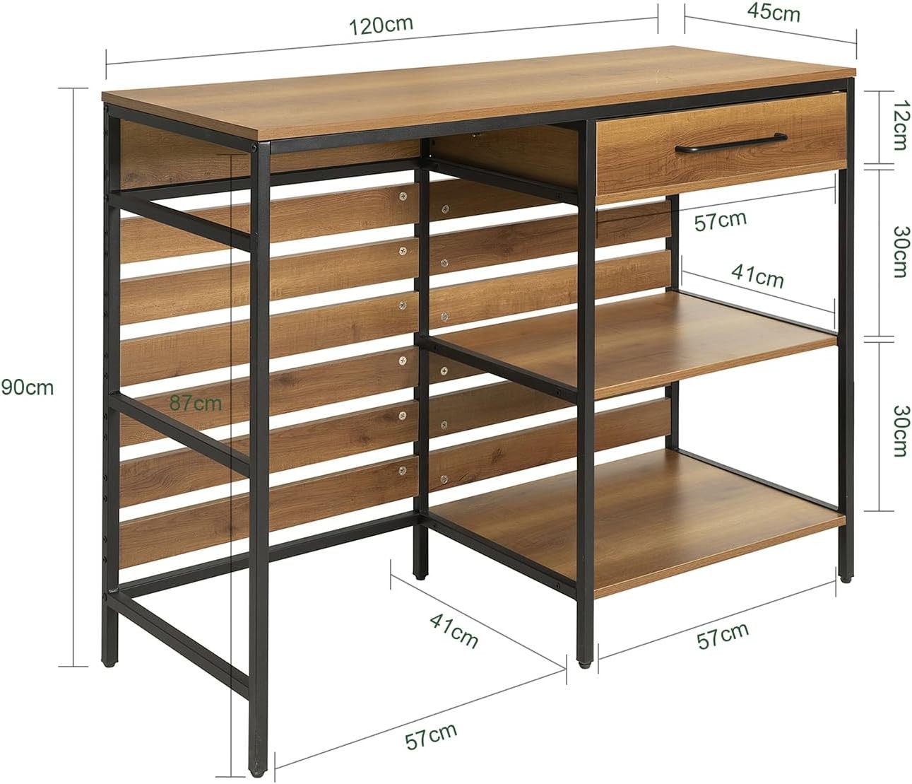 Kitchen Island Trolley on Wheels Worktop Storage Cart Drawer Shelves