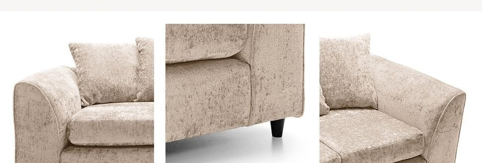 Beige 2C2 Corner Sofa 5 Seater – Comfy Fabric L Shape with Scatter Cushions