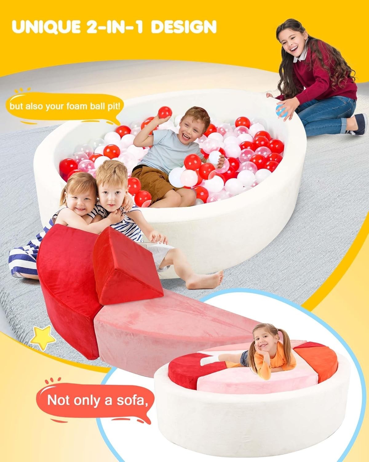 Modular Kids Egg-Shaped Play Sofa with Ball Pit – Soft, Creative Fun
