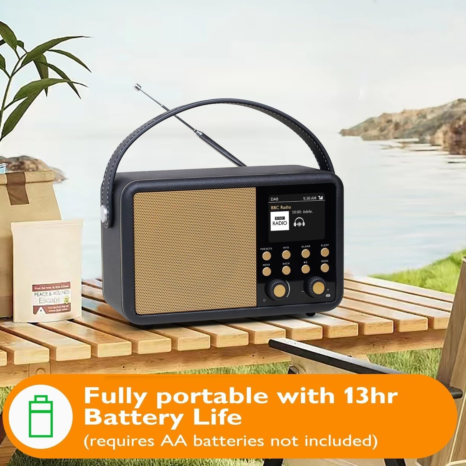 Retro DAB+ Digital Radio Bluetooth Alarm Clock Black 60 Presets