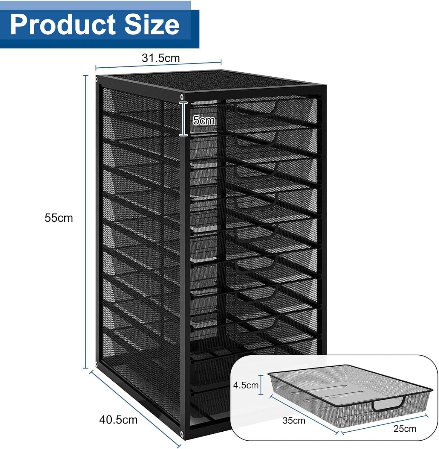 Desktop Mesh File Organizer 10 Drawers Large Office Paper Storage Box
