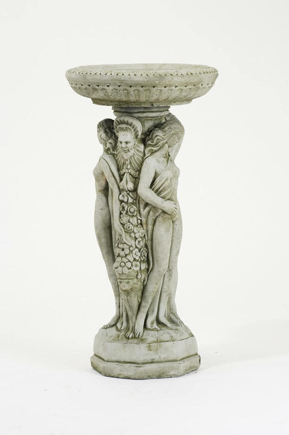 3 Graces Stone Bird Bath 77cm | Luxury Garden Statue Feeder Ornament