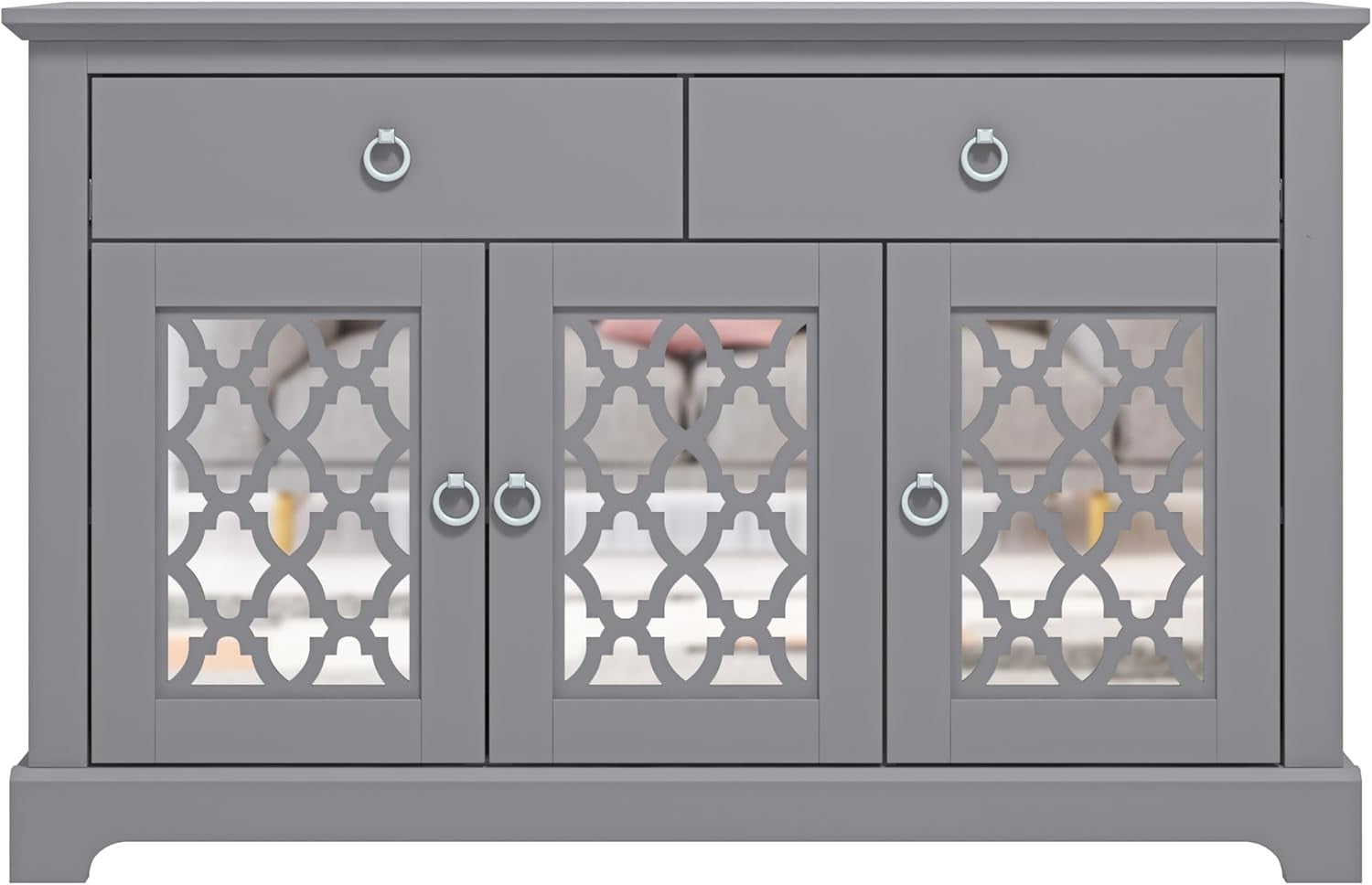 Modern Grey Sideboard Cabinet 3 Door 2 Drawer Storage Unit Hallway