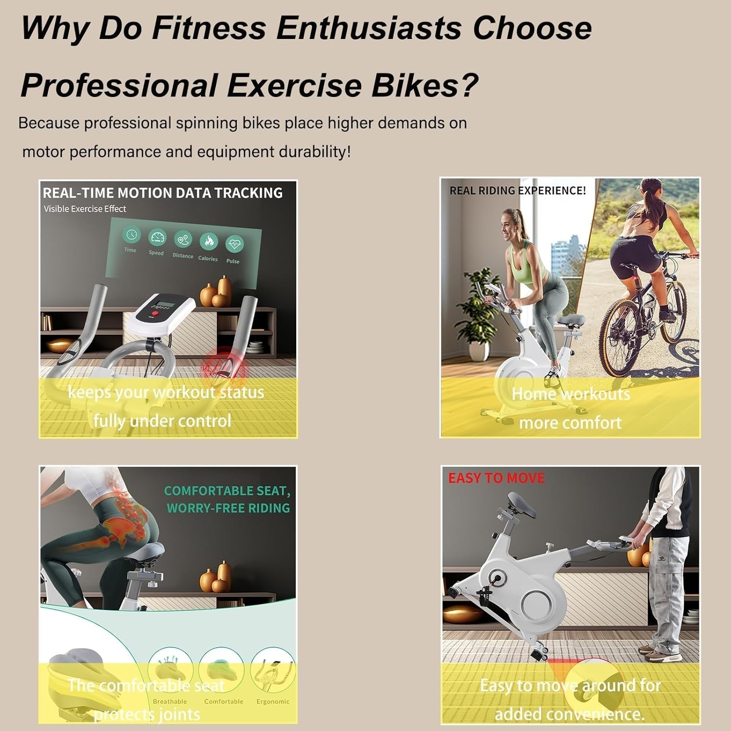 Quiet Magnetic Spin Bike w/ LCD Monitor, Tablet Holder & Heavy Flywheel