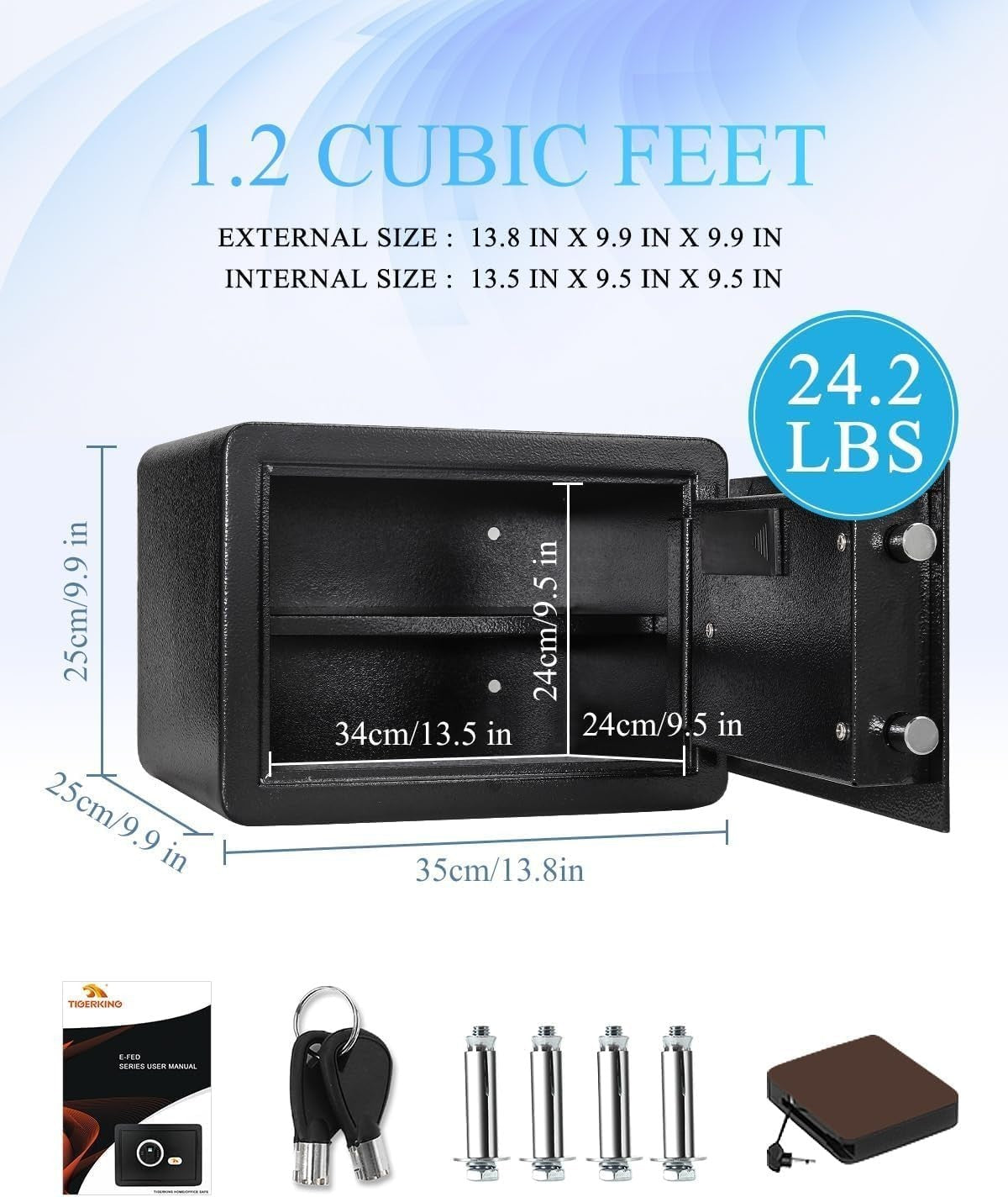34L Digital Security Safe Electronic Keypad Cash Document Lock Box
