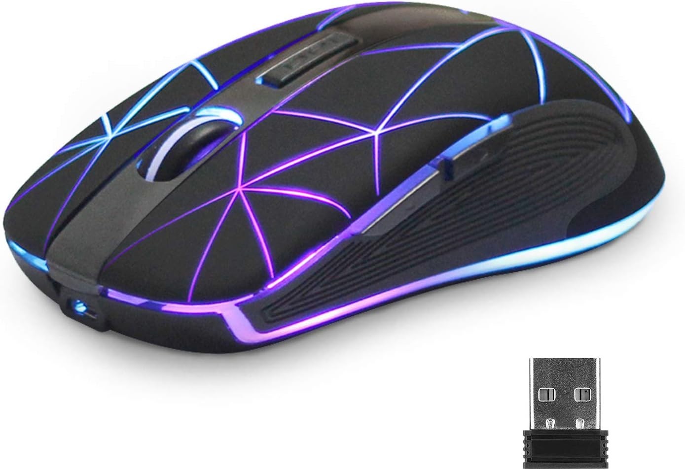 Wireless Gaming Mouse RGB Rechargeable 1600 DPI 2.4G USB Silent PC Laptop