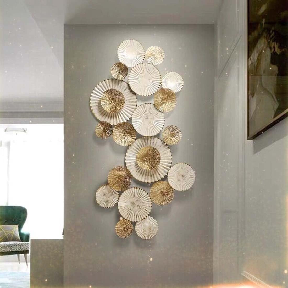 Modern Metal Wall Art 3D Round Sculpture Home Wall Decor White