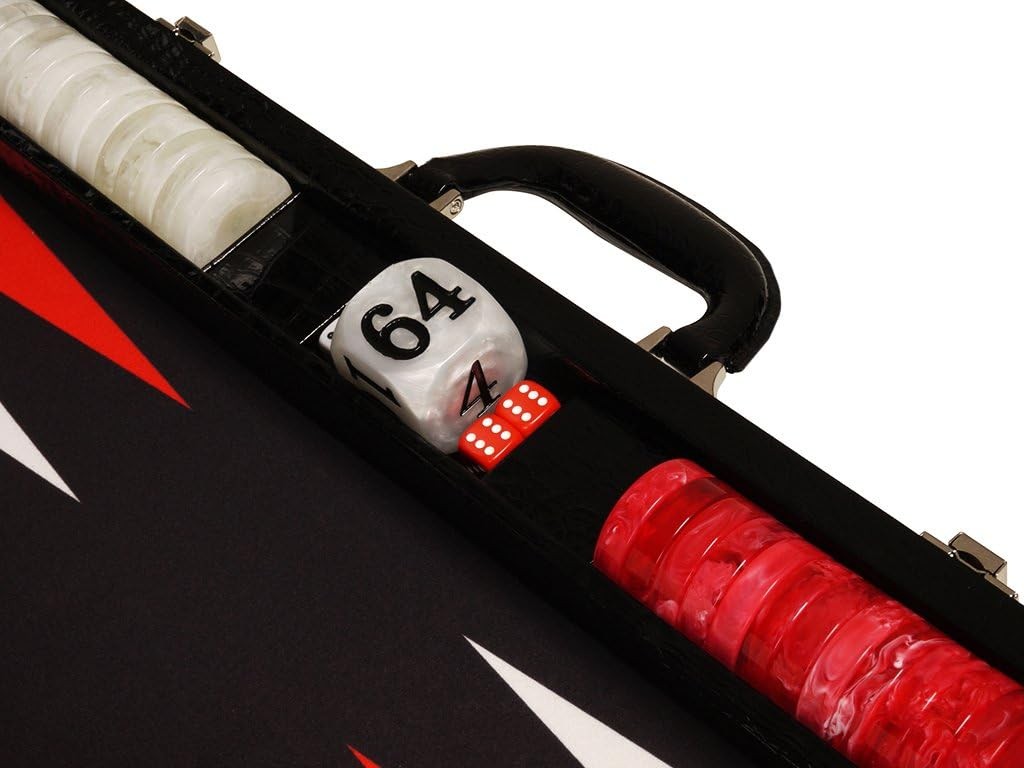 21 Inch Tournament Backgammon Set Black Croco Folding Luxury Board Game
