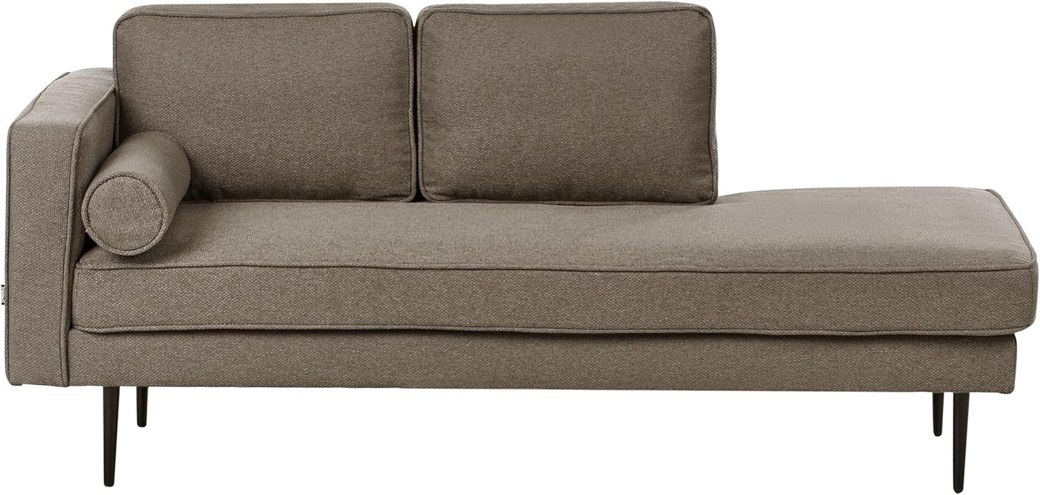 Brown Chaise Lounge Sofa Left-Hand | Bolster Cushion Modern Metal Legs