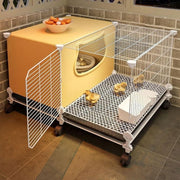 Mobile Chicken Coop with Wheels Iron Mesh Run Tray