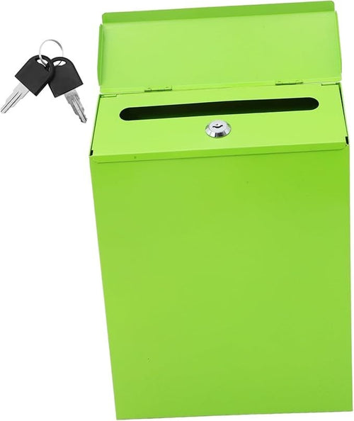 Lockable Wall Mount Mailbox Vintage Green Secure Outdoor Post Box Slim Design