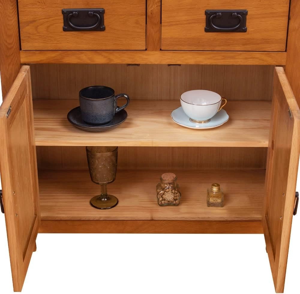 Rustic Oak Sideboard Cabinet with 2 Doors & 2 Drawers - Dining & Living Storage