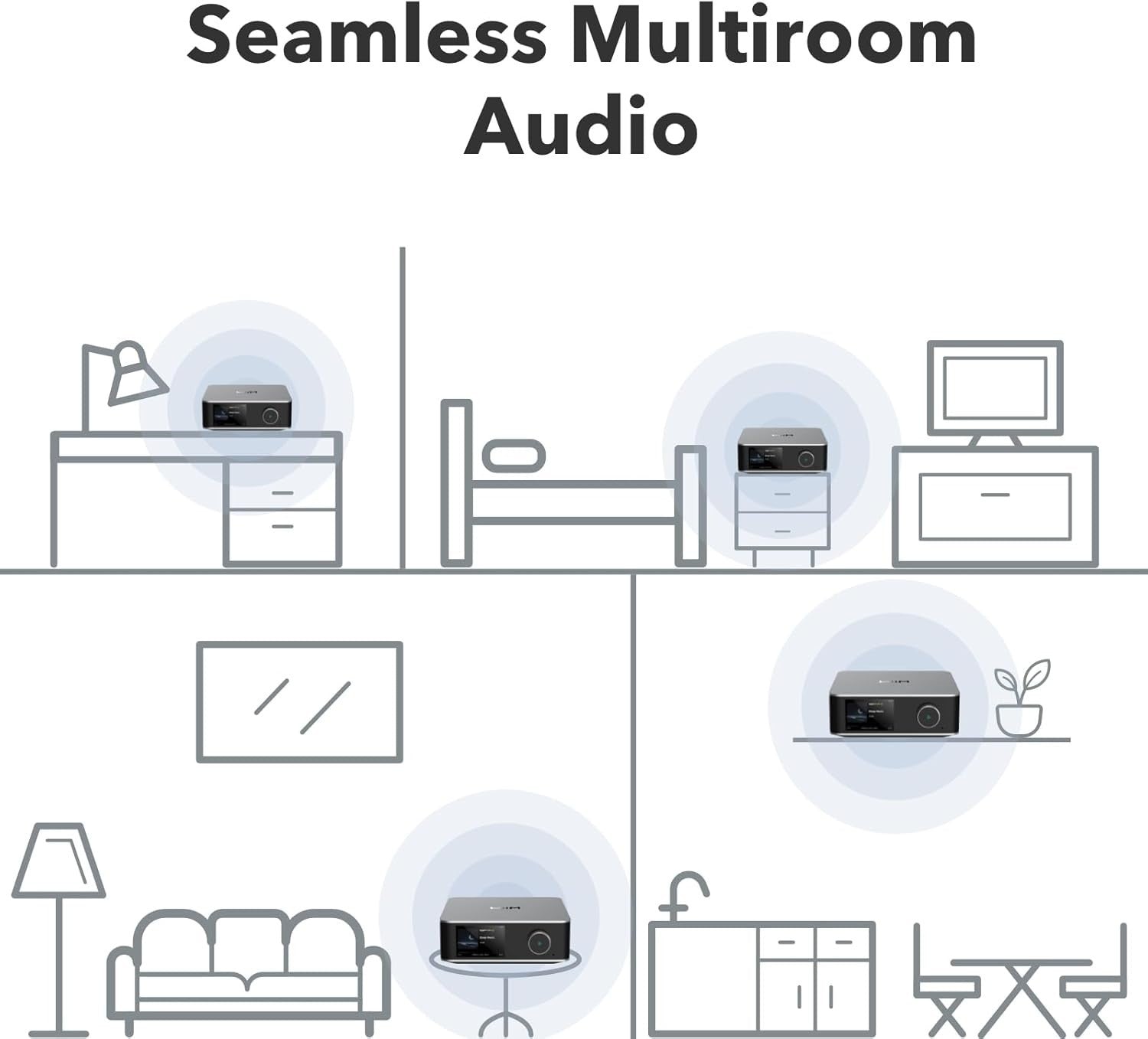 WiiM Ultra Silver Music Streamer 3.5" Touchscreen DAC HDMI ARC Bluetooth