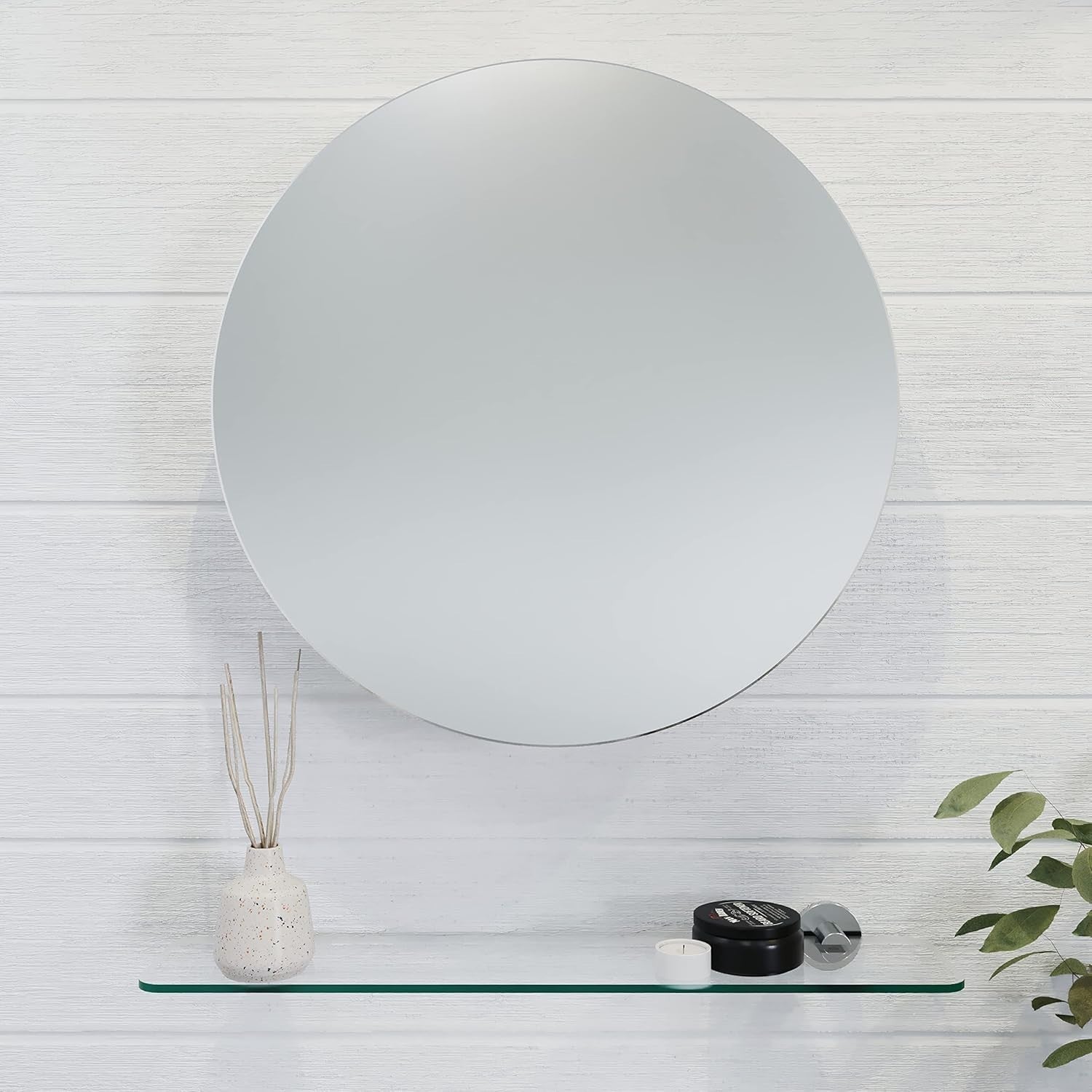 Wall-Mounted Round Bathroom Mirror Cabinet 50cm Stainless Steel Storage