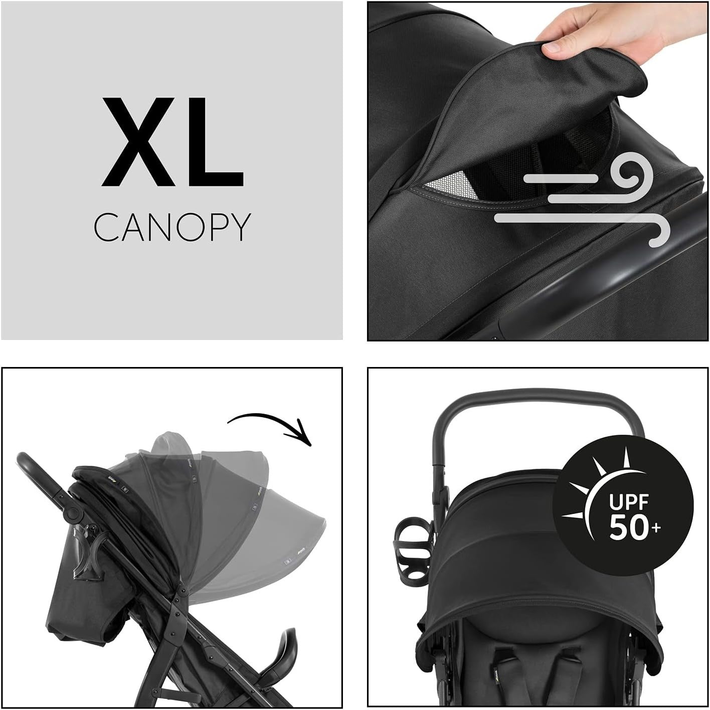 Lightweight Baby Buggy One-Hand Fold Recline UPF50+ Pushchair