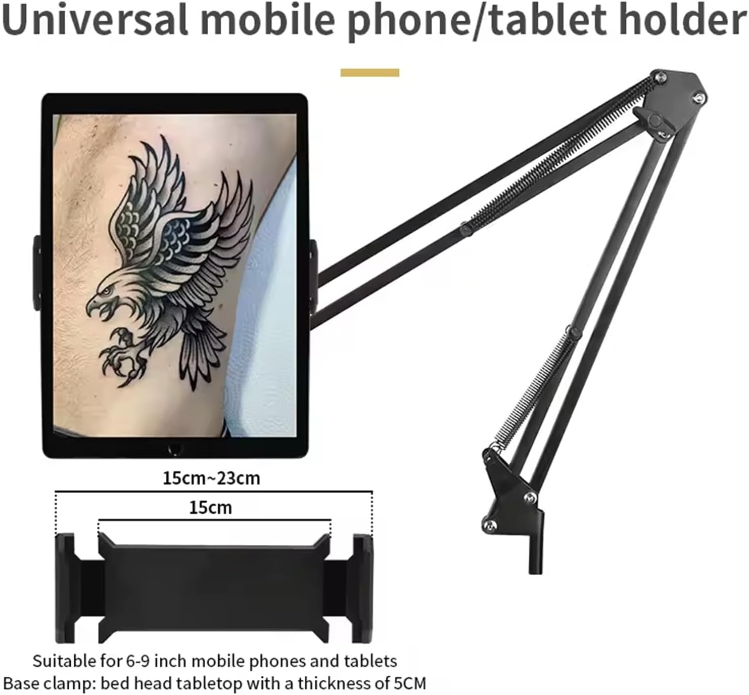 Tattoo Workstation LED Light Adjustable Rolling Table Phone Tablet Holder