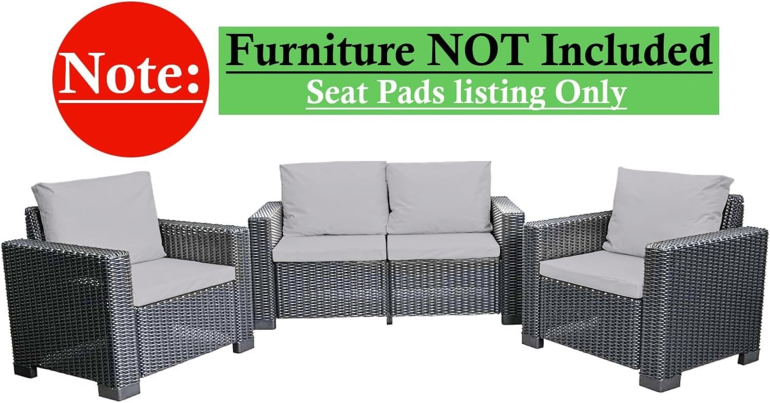 Waterproof Rattan Patio Chair Cushions Outdoor Seat Pads Foam 8-Pc Set