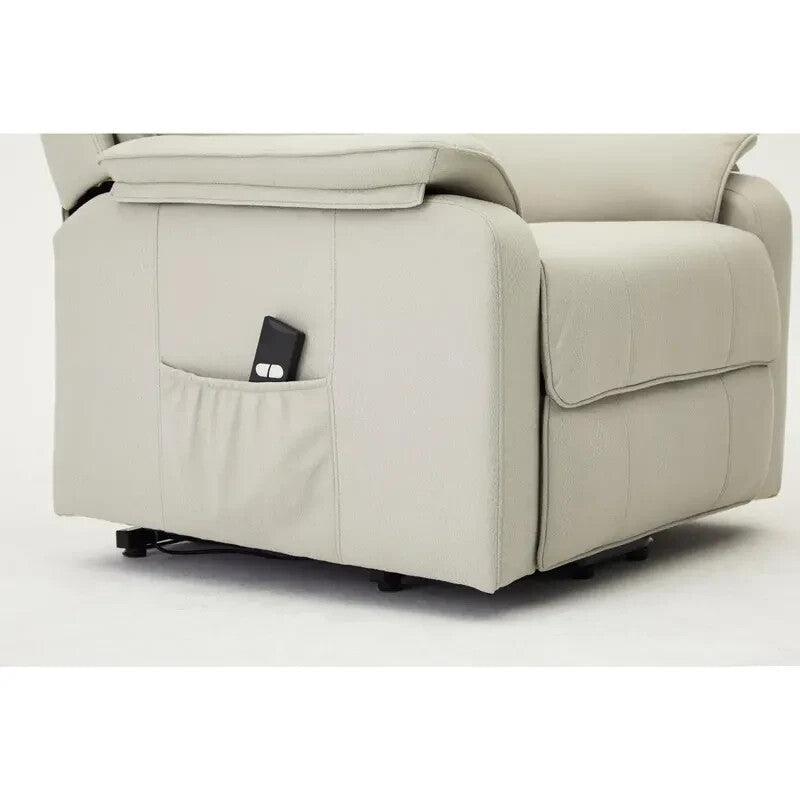 Electric Riser Recliner Armchair Lift Chair Light Grey Faux Leather Sofa