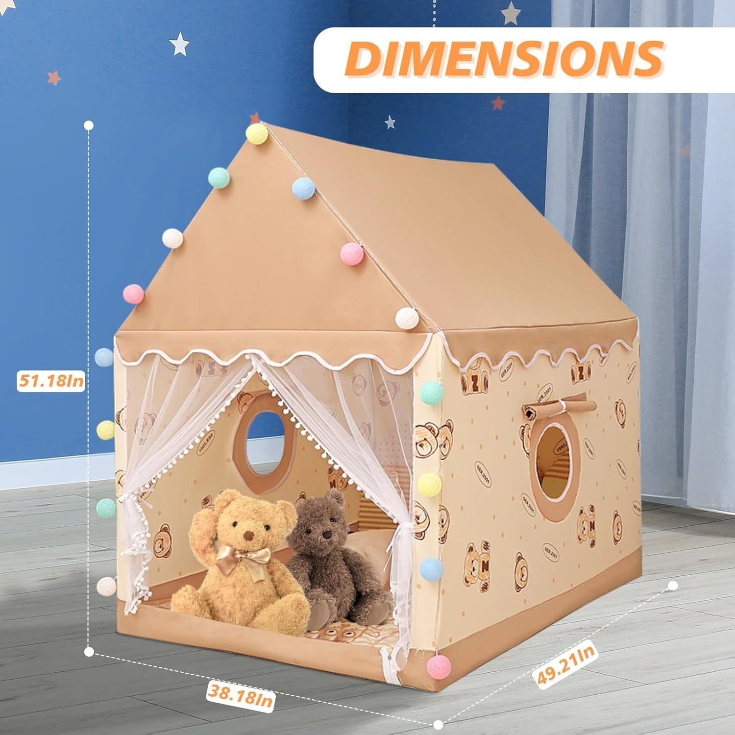 Kids Play Tent Indoor Outdoor Soft Playhouse Easy Setup Ages 3+