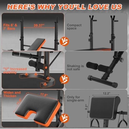 Heavy Duty Adjustable Weight Bench Press Rack 770lb Home Gym Trainer