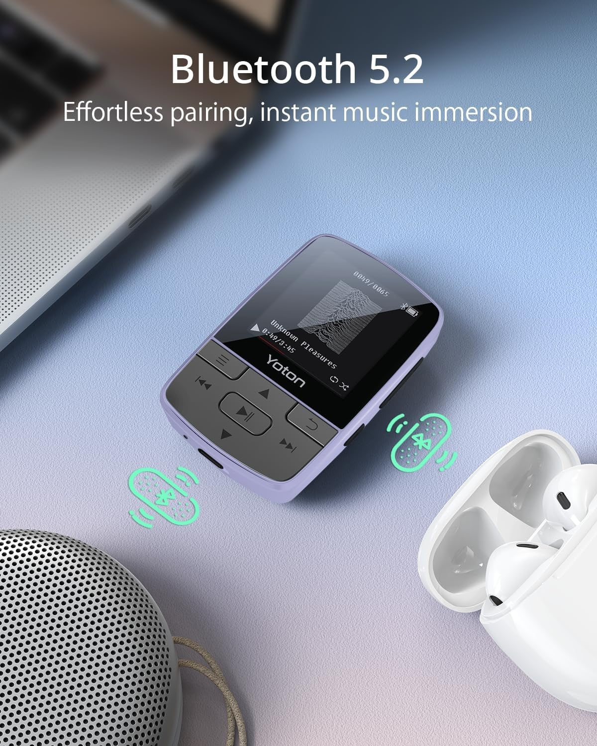 64GB Bluetooth MP3 Player HiFi FM Radio Sports Clip Mini Green