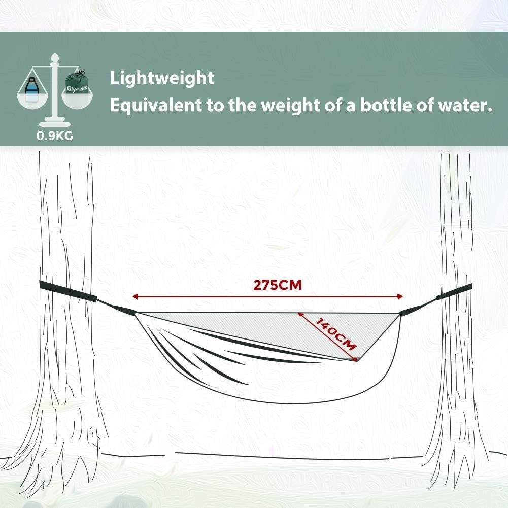 Portable Double Camping Hammock with Heavy-Duty Straps, Lightweight Nylon