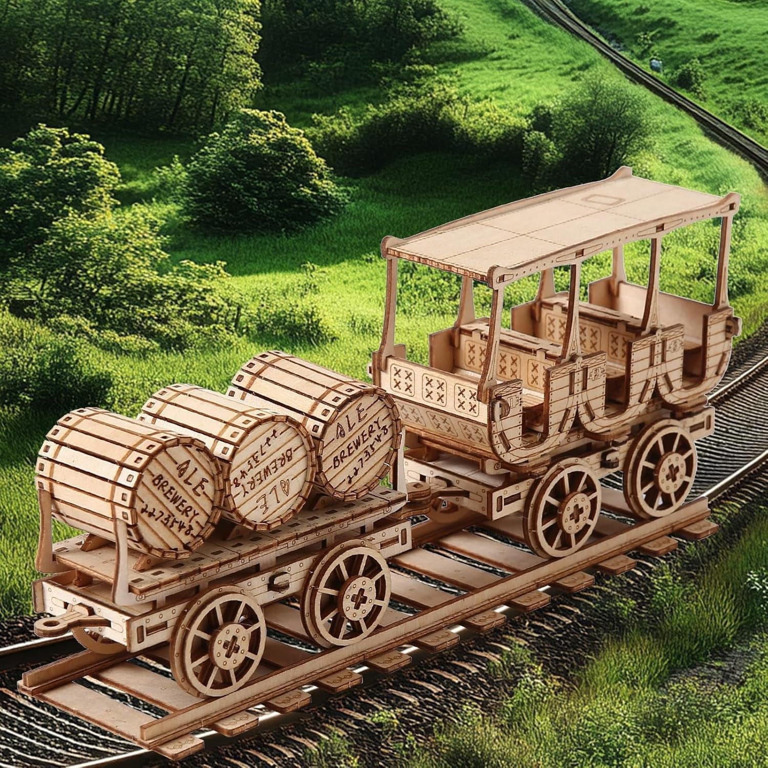 3D Wooden Mechanical Wine Barrel Truck Puzzle – DIY Model Kit, 278 PCS