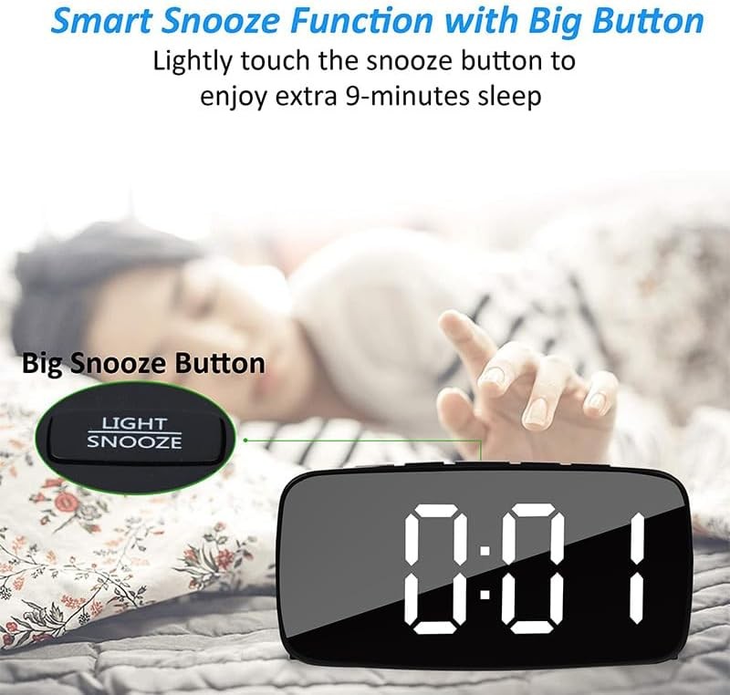 Vibrating Alarm Clock Bed Shaker Super Loud Large LED Display Heavy Sleepers