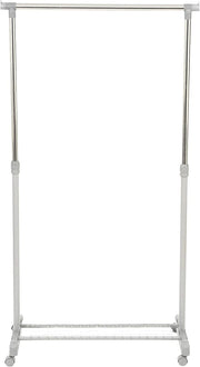 White & Chrome Adjustable Steel Clothes Rail with Wheels