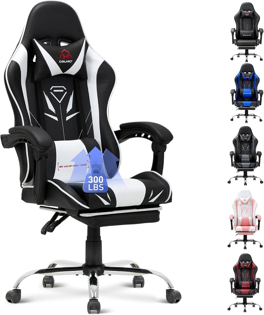 Ergonomic Reclining Gaming Chair Office Desk Chair Faux Leather 4D Arms Black