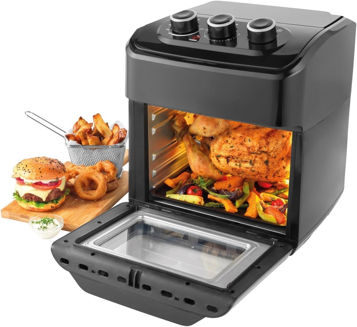 12L Air Fryer Oven | Rotisserie, Roast, Toast, Bake, 3 Racks, No Preheat, 1800W