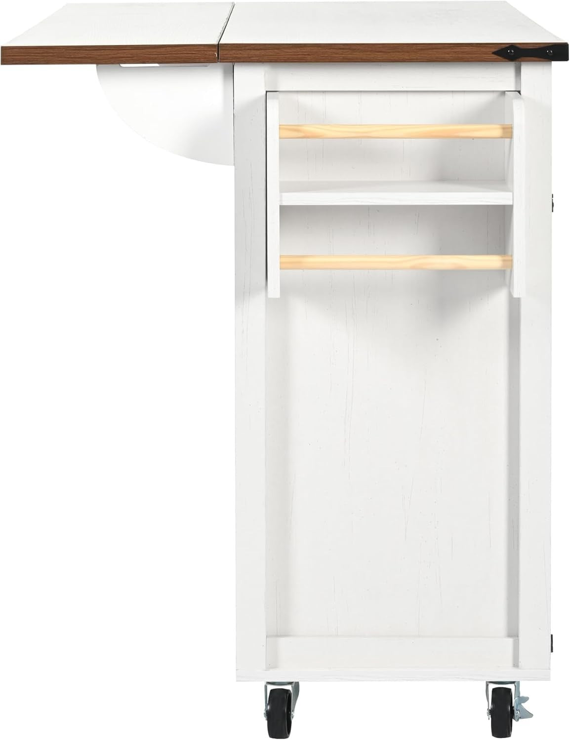 Rolling Kitchen Island Trolley with Fold-Out Table, Large Storage & Towel Rack
