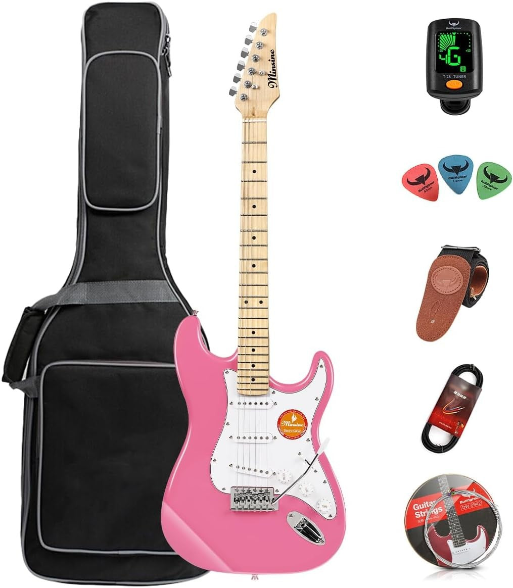 Full Size Electric Guitar Beginner Starter Kit 39" Pink w/ Bag