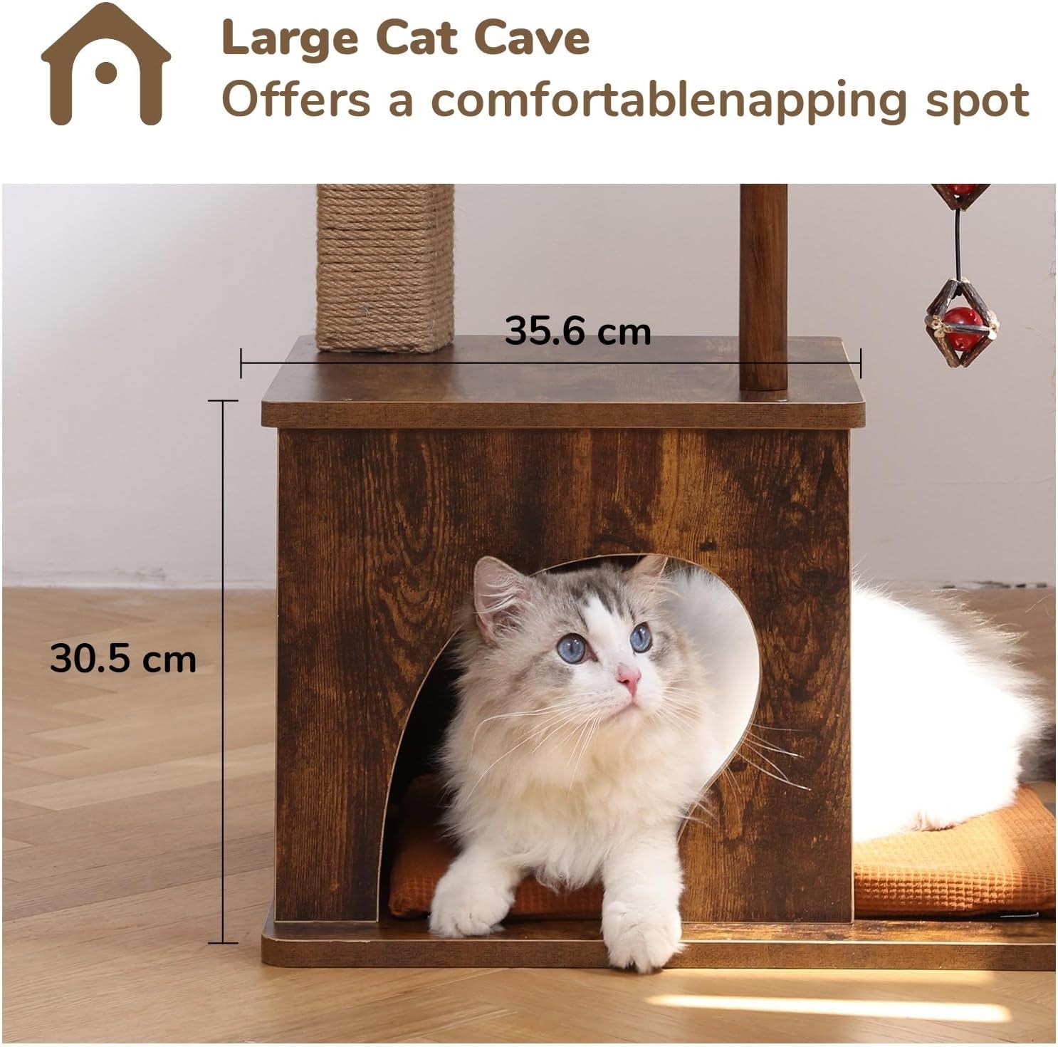 136cm Cat Tree Tower Wooden Condo Plush Perch Hammock Scratching Post