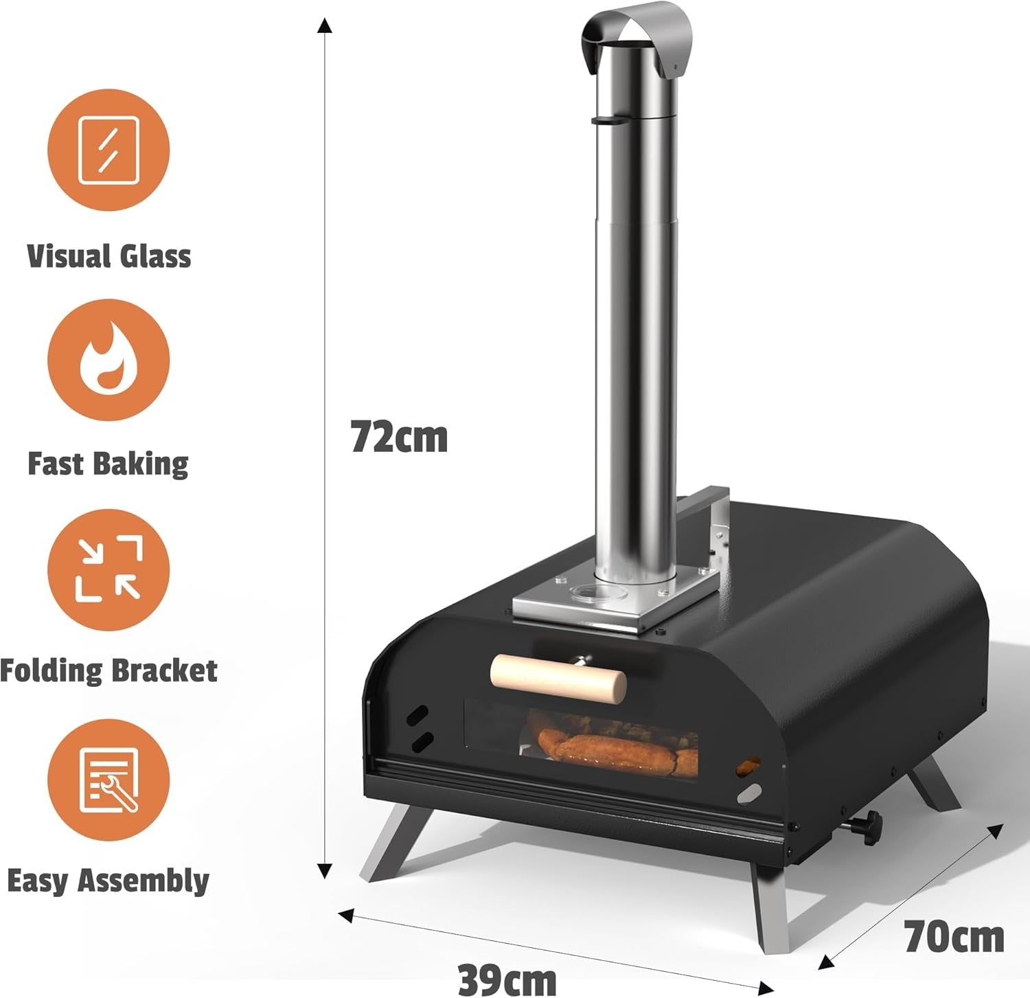 Portable 12" Outdoor Wood Fired Pizza Oven | Stone Grill w/ Peel & Cutter Set