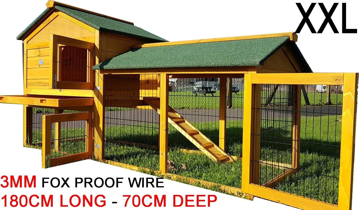 Extra Large Rabbit Hutch Run XXL 2 Tier Outdoor Guinea Pig Cage Shutter