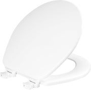 White Round Enameled Wood Toilet Seat Durable High-Gloss Twist Hinges