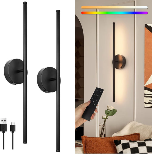 Dimmable RGB Battery Wall Sconces 2-Pack, Remote Controlled LED Lights