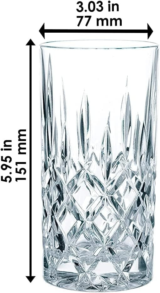 Crystal Highball Glasses Set of 4 | 375ml Cut Glass Tumblers for Cocktails