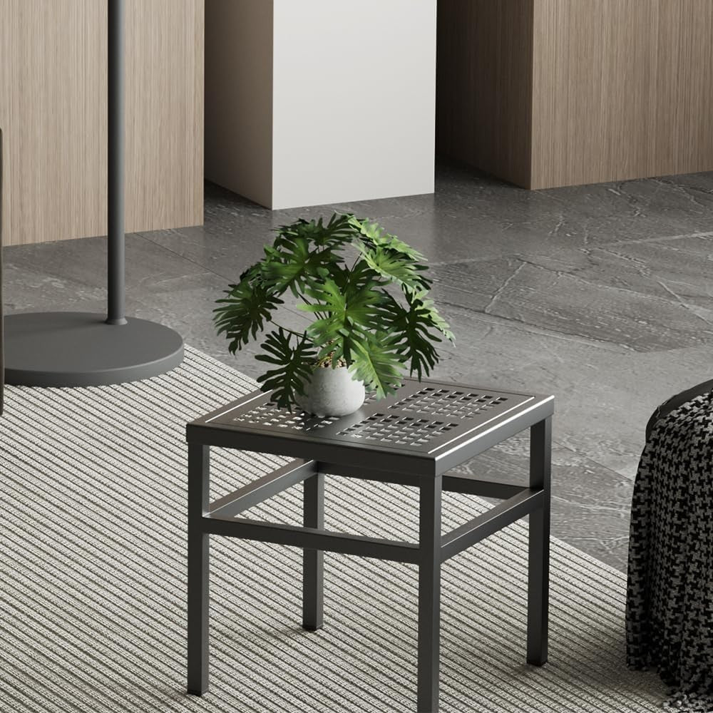 Heavy Duty Metal Plant Stand Indoor Outdoor Black Rust Proof Flower Pot Table