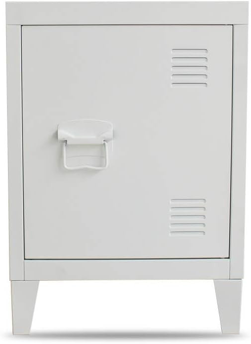 White Metal Bedside Filing Cabinet Under Desk Storage Nightstand