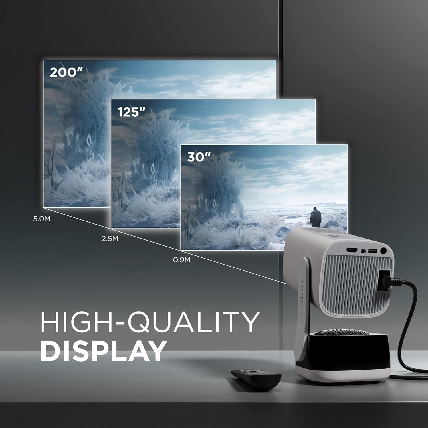 1080P Smart Projector 4K WiFi6 Bluetooth Short Throw 200” Portable