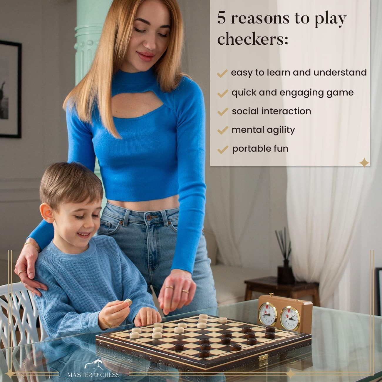 Luxury 2-in-1 Wooden Chess & Checkers Set | 35cm Folding Board | Handmade Gift