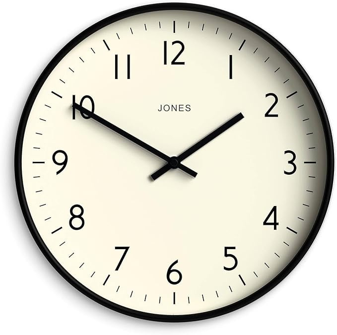 Modern 30cm Silent Wall Clock | Minimalist Black Frame | Easy Read Home Decor