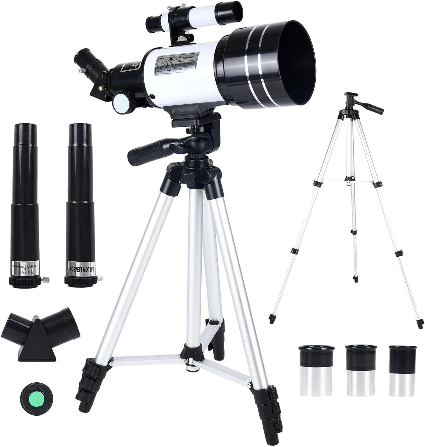 70mm Telescope 300mm Refractor for Kids & Adults with Tripod-White