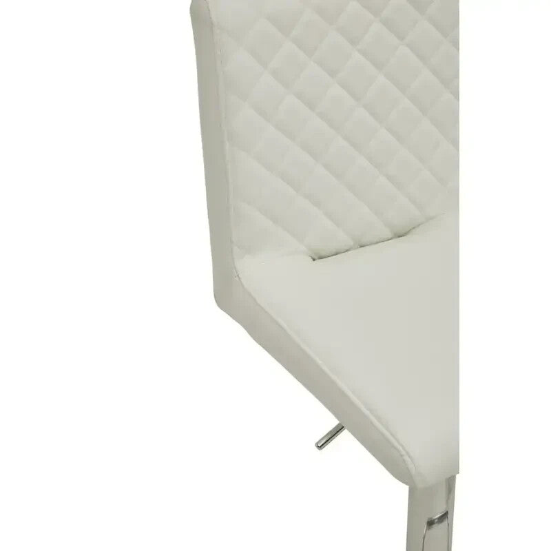 White Chrome Bar Stool Swivel Adjustable PU Leather Kitchen Island Chair