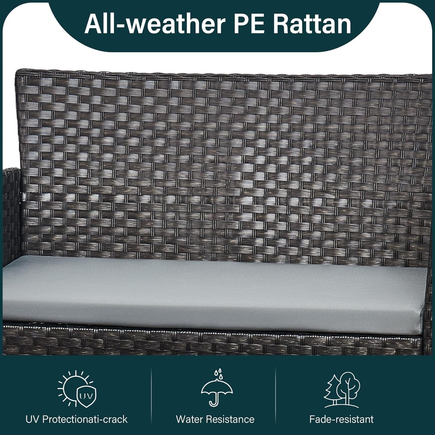 4-Seater Rattan Garden Patio Set | Outdoor PE Wicker Chairs & Glass Table