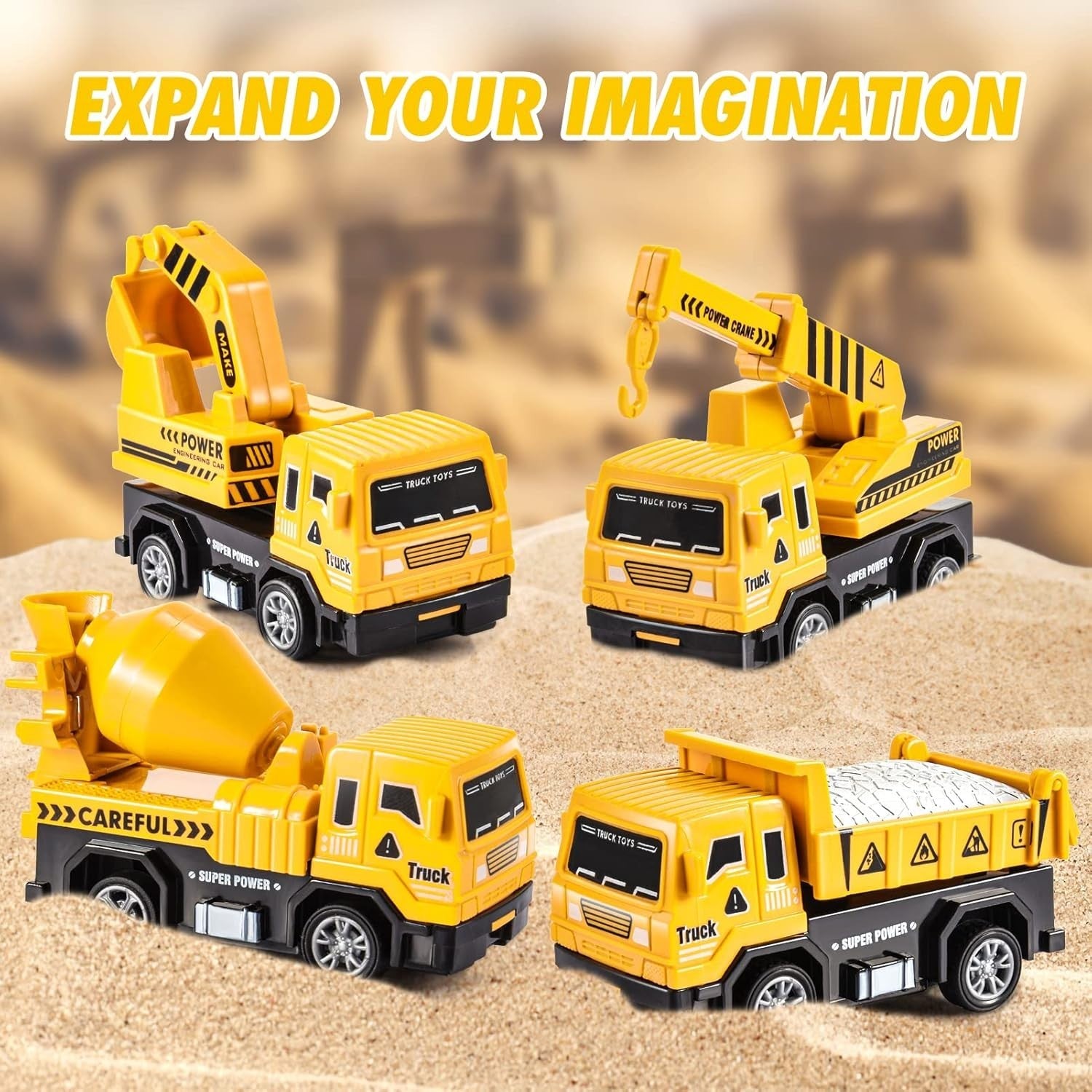 Construction Toy Truck Set for Boys Age 2-6, 5-in-1 Digger Vehicle Gift